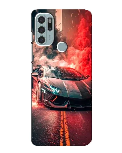 Чехол для Motorola MOTO G60s с картинкой «Lamborghini красный дым»