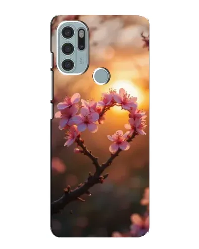 Чехол для Motorola MOTO G60s с картинкой «Розовый цвет сердце на фоне заката»