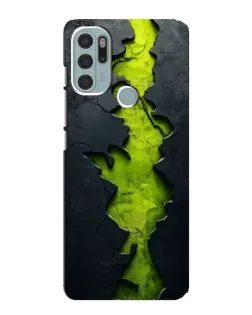 Чехол для Motorola MOTO G60s с картинкой «Салатовый разлом скалы»