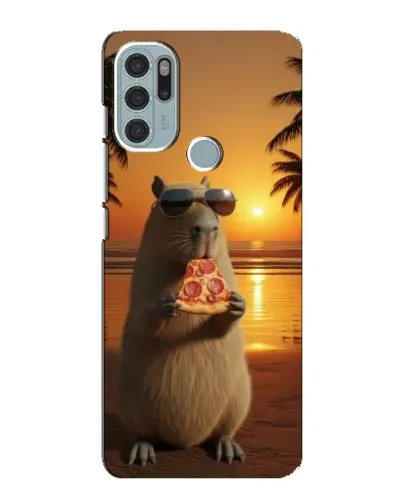 Чехол для Motorola MOTO G60s с картинкой «Капибара с пиццей»