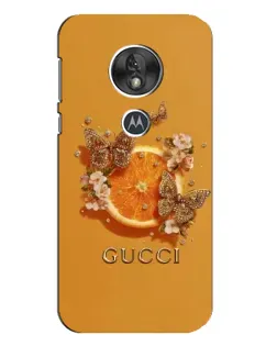 Чехол для Motorola MOTO G7 Play с картинкой «Gucci — золотые бабочки»