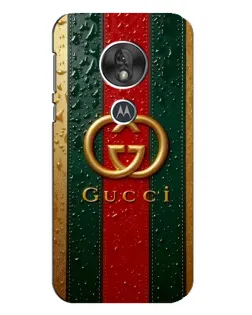 Чехол для Motorola MOTO G7 Play с картинкой «Gucci — фирменная полоса и золото»