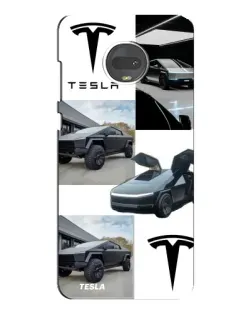 Чехол для Motorola MOTO G7 Plus с картинкой «Коллаж Cybertruck Tesla»