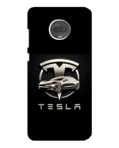 Чехол для Motorola MOTO G7 Plus с картинкой «Tesla — серебристое авто»