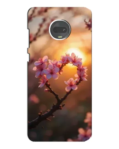 Чехол для Motorola MOTO G7 Plus с картинкой «Розовый цвет сердце на фоне заката»