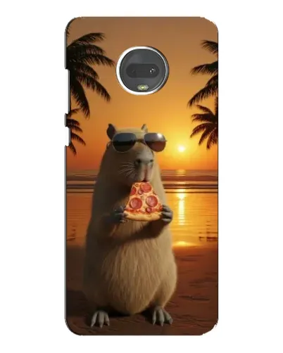 Чехол для Motorola MOTO G7 Plus с картинкой «Капибара с пиццей»