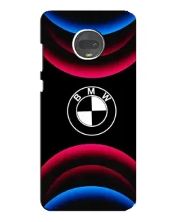 Чехол для Motorola MOTO G7 с картинкой «Логотип BMW и неоновые дуги»