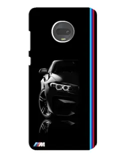 Чехол для Motorola MOTO G7 с картинкой «Силуэт BMW в темноте»
