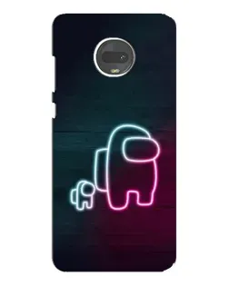 Чехол для Motorola MOTO G7 с картинкой «Among Us неон-арт»