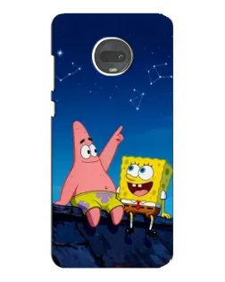 Чехол для Motorola MOTO G7 с картинкой «Губка Боб и Патрик ночью»