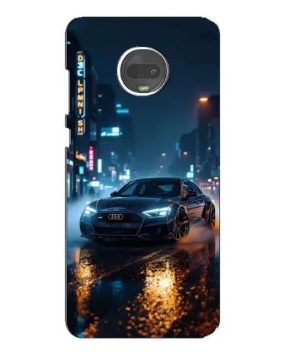 Чехол для Motorola MOTO G7 с картинкой «Ночной город и Audi»