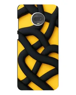 Чехол для Motorola MOTO G7 с картинкой «Черное желтое переплетение»