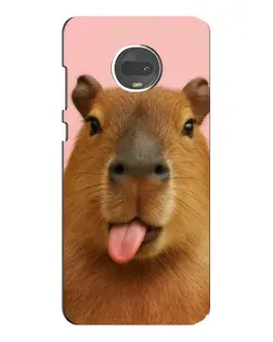Чехол для Motorola MOTO G7 с картинкой «Капибара с языком»