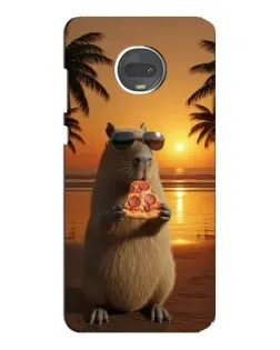 Чехол для Motorola MOTO G7 с картинкой «Капибара с пиццей»