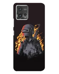 Чехол для Motorola MOTO G72 с картинкой «PUBG — огненный силуэт»