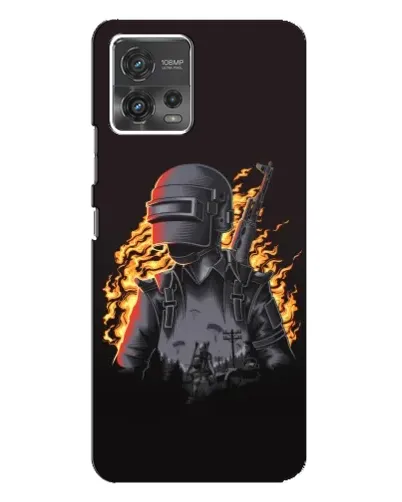 Чехол для Motorola MOTO G72 с картинкой «PUBG — огненный силуэт»