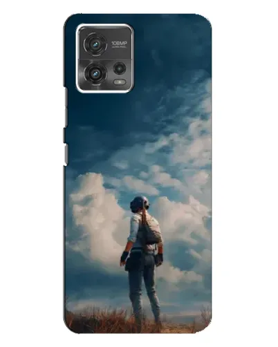 Чехол для Motorola MOTO G72 с картинкой «Герой PUBG на скале»