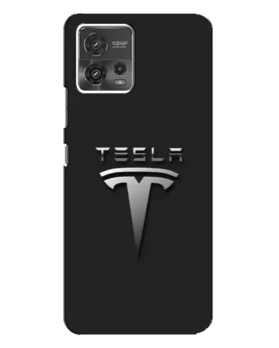 Чехол для Motorola MOTO G72 с картинкой «Стальной логотип Tesla»