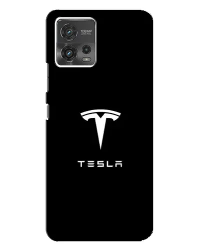 Чехол для Motorola MOTO G72 с картинкой «Tesla White Logo»