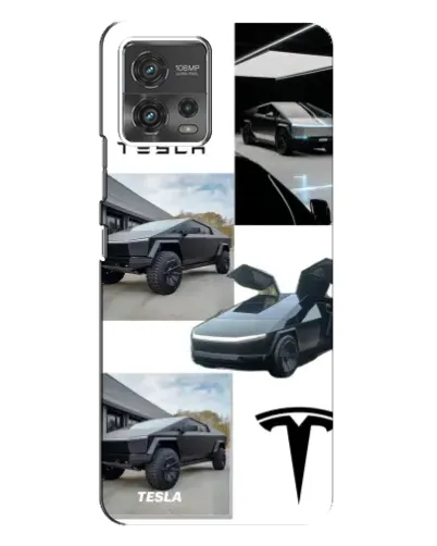 Чехол для Motorola MOTO G72 с картинкой «Коллаж Cybertruck Tesla»