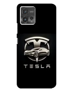 Чехол для Motorola MOTO G72 с картинкой «Tesla — серебристое авто»