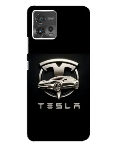 Чехол для Motorola MOTO G72 с картинкой «Tesla — серебристое авто»