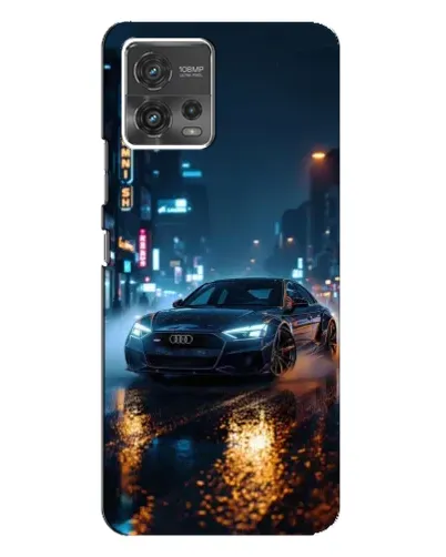 Чехол для Motorola MOTO G72 с картинкой «Ночной город и Audi»