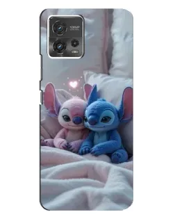 Чехол для Motorola MOTO G72 с картинкой «Плюшевые Стич Ангел»