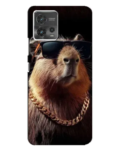 Чехол для Motorola MOTO G72 с картинкой «Капибара золотая цепь»