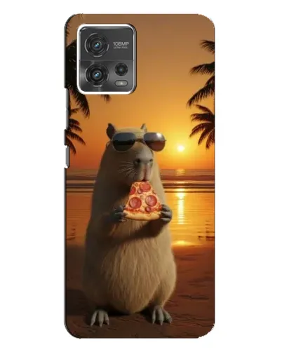Чехол для Motorola MOTO G72 с картинкой «Капибара с пиццей»