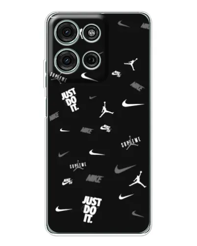 Чехол для Motorola Moto G75 с картинкой «Nike Black Pattern» Чехол для Motorola Moto G75 с картинкой «Nike Black Pattern»