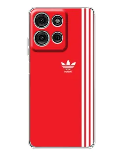 Чехол для Motorola Moto G75 с картинкой «Красный минимализм Adidas»