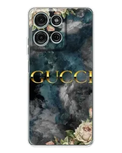 Чехол для Motorola Moto G75 с картинкой «Абстрактные цветы Gucci»