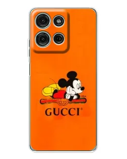 Чехол для Motorola Moto G75 с картинкой «Микки Маус Gucci — оранж»