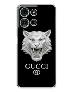 Чехол для Motorola Moto G75 с картинкой «Gucci — серебряный лев»