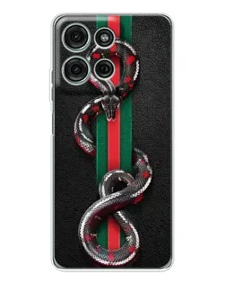 Чехол для Motorola Moto G75 с картинкой «Gucci — змея на полосе»