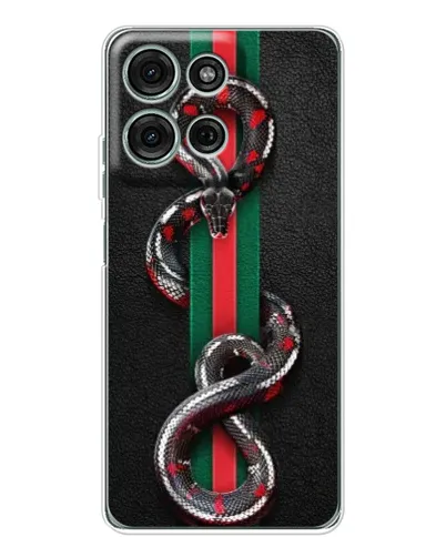 Чехол для Motorola Moto G75 с картинкой «Gucci — змея на полосе» Чехол для Motorola Moto G75 с картинкой «Gucci — змея на полосе»