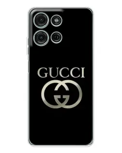 Чехол для Motorola Moto G75 с картинкой «Gucci — золото на черном»