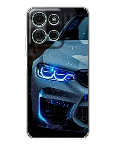Чехол для Motorola Moto G75 с картинкой «Взгляд BMW с синими фарами»