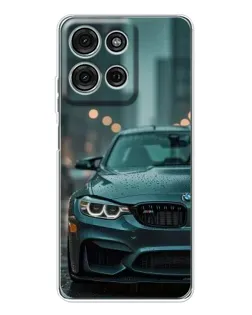 Чехол для Motorola Moto G75 с картинкой «BMW в огнях города»