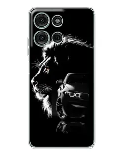 Чехол для Motorola Moto G75 с картинкой «BMW и лев»