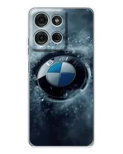 Чехол для Motorola Moto G75 с картинкой «Логотип BMW — лед»