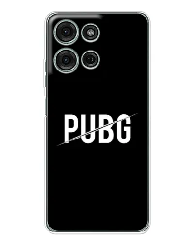 Чехол для Motorola Moto G75 с картинкой «PUBG — белый логотип»