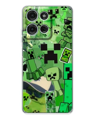 Чехол для Motorola Moto G75 с картинкой «Криперы Minecraft»