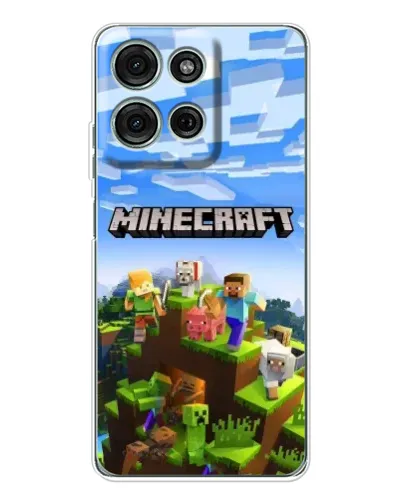 Чехол для Motorola Moto G75 с картинкой «Minecraft классический мир»