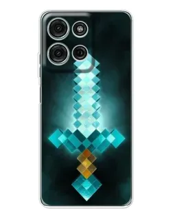 Чехол для Motorola Moto G75 с картинкой «Алмазный меч неон»