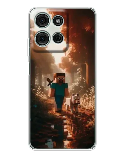 Чехол для Motorola Moto G75 с картинкой «Стив в лесу»