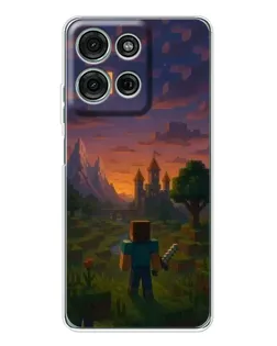 Чехол для Motorola Moto G75 с картинкой «Стив у башни»