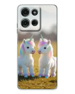 Чехол для Motorola Moto G75 с картинкой «Пара единорогов»