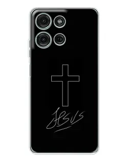Чехол для Motorola Moto G75 с картинкой «Графический крест Jesus»